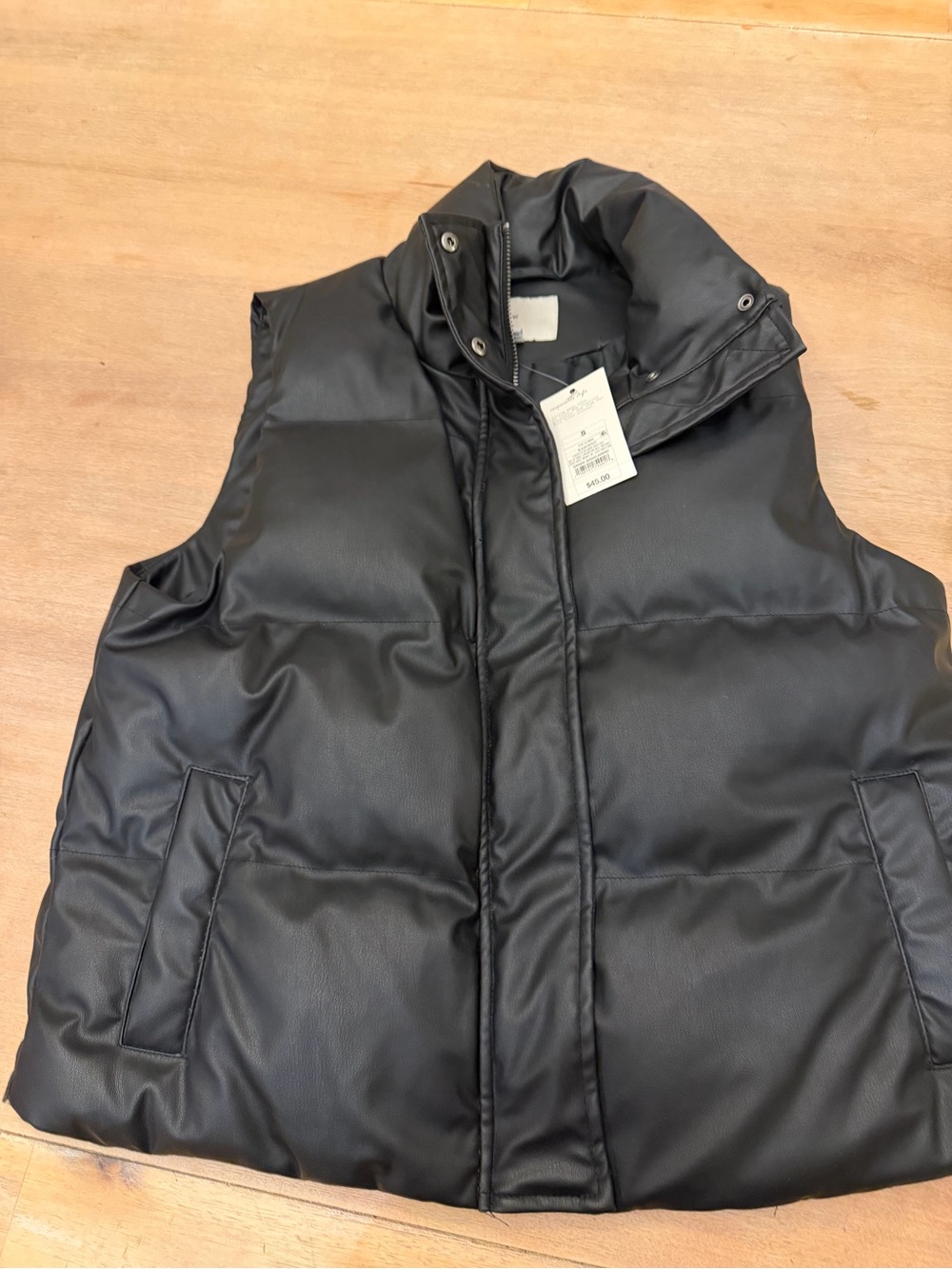 a new day Black Quilted Puffer Vest with High Collar